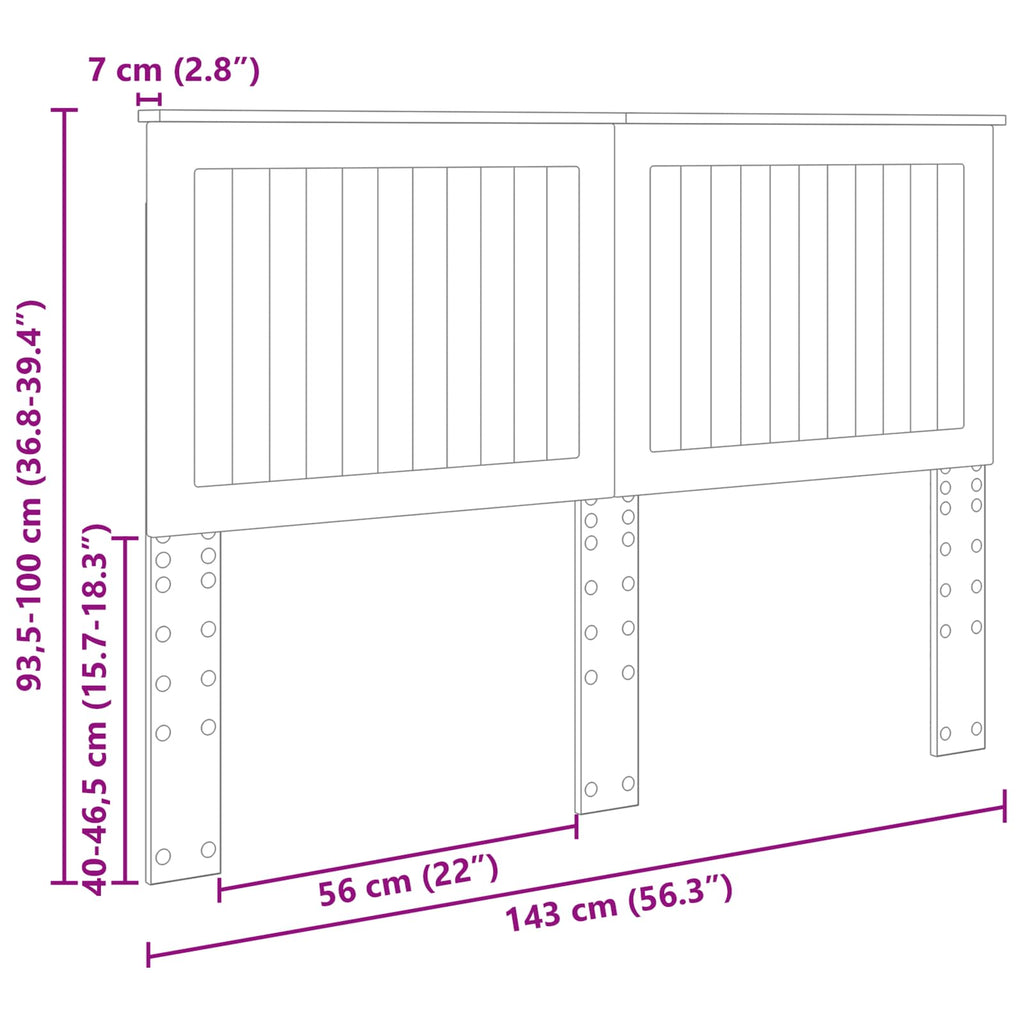 vidaXL Zagłówek Z zagłówkiem Czarny Dąb 140 cm Materiał drewnopochodny