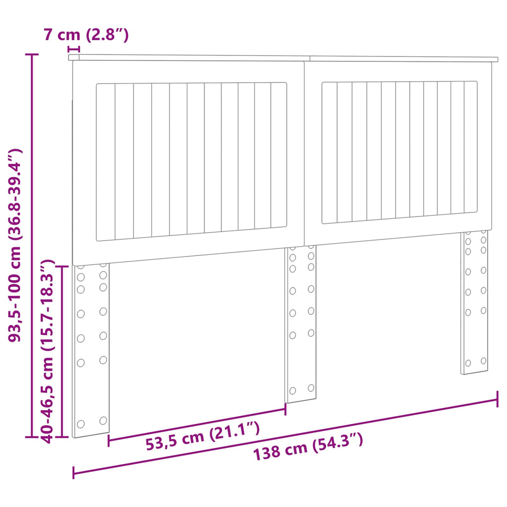 vidaXL Zagłówek Z zagłówkiem Czarny Dąb 135 cm Materiał drewnopochodny