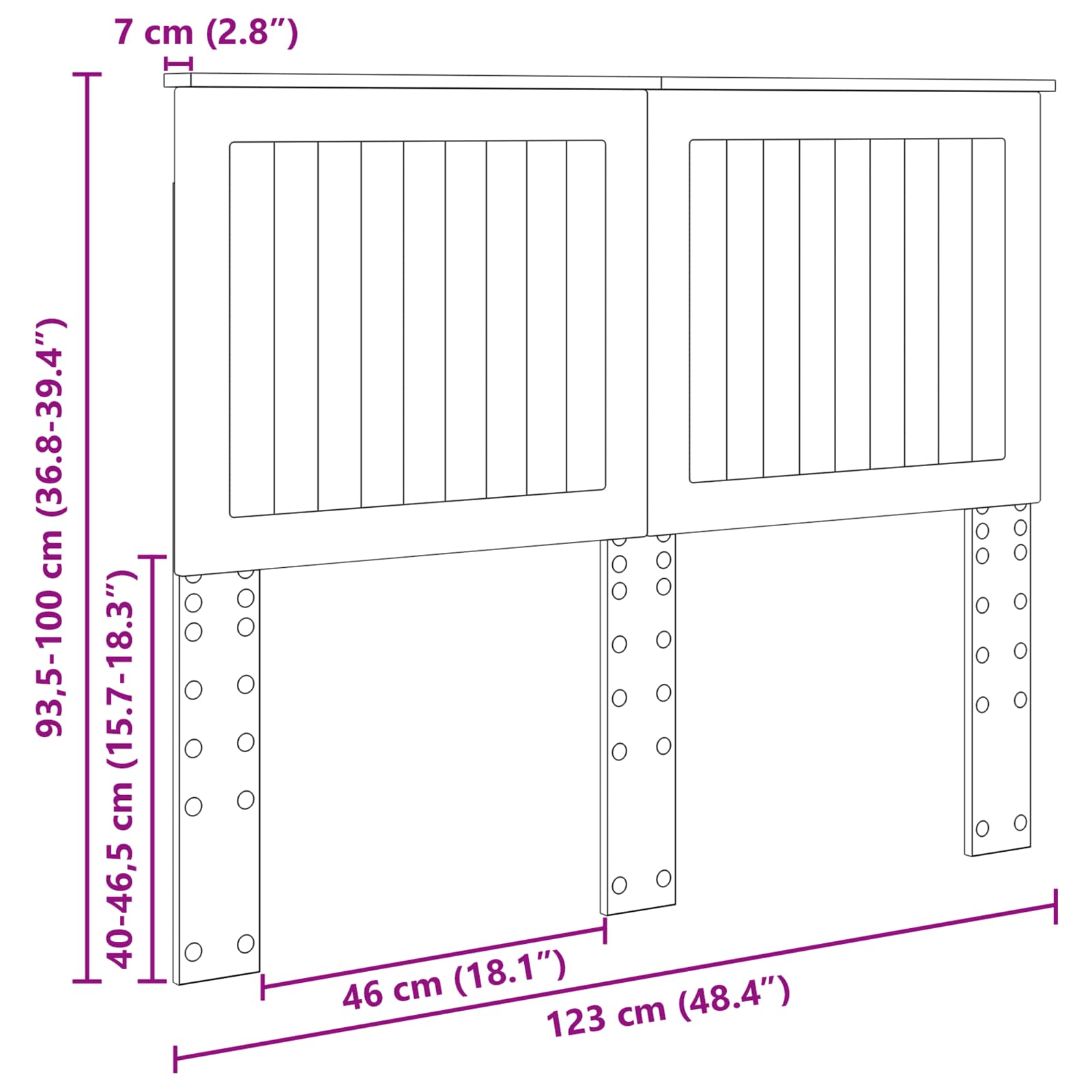 vidaXL Zagłówek Z zagłówkiem Biały 120 cm Materiał drewnopochodny