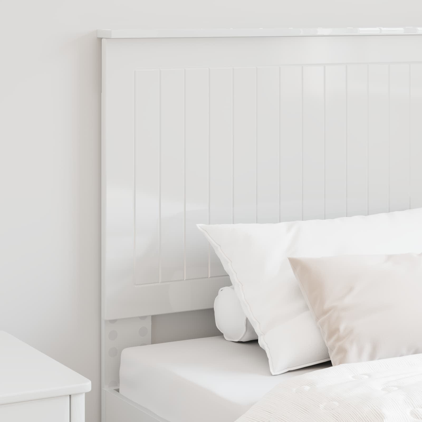 vidaXL Zagłówek Błyszcząca biel 90 cm Materiał drewnopochodny