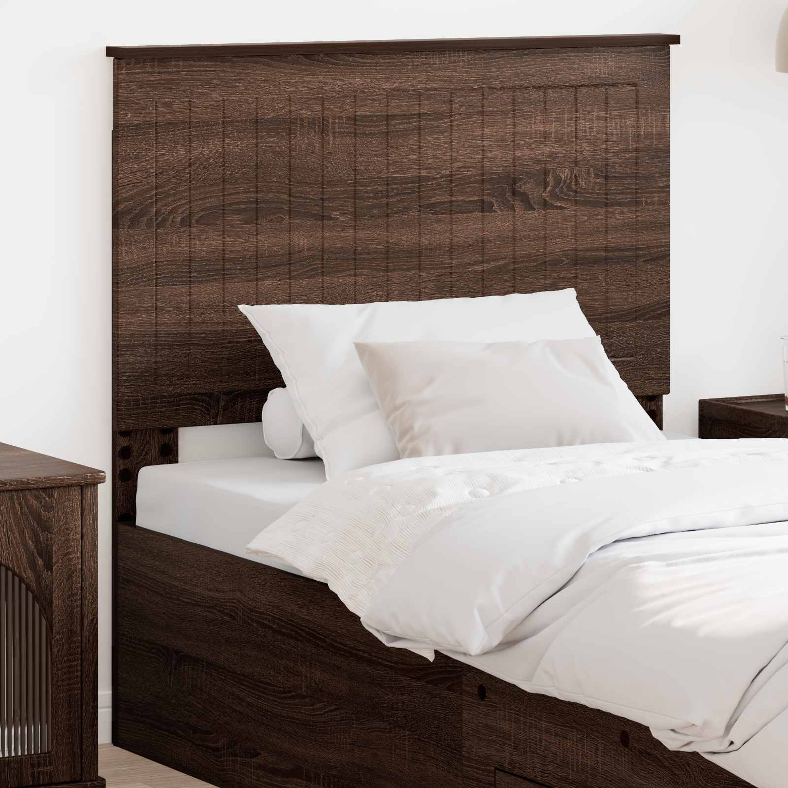 vidaXL Zagłówek Z zagłówkiem Brązowy dąb 90 cm Materiał drewnopochodny