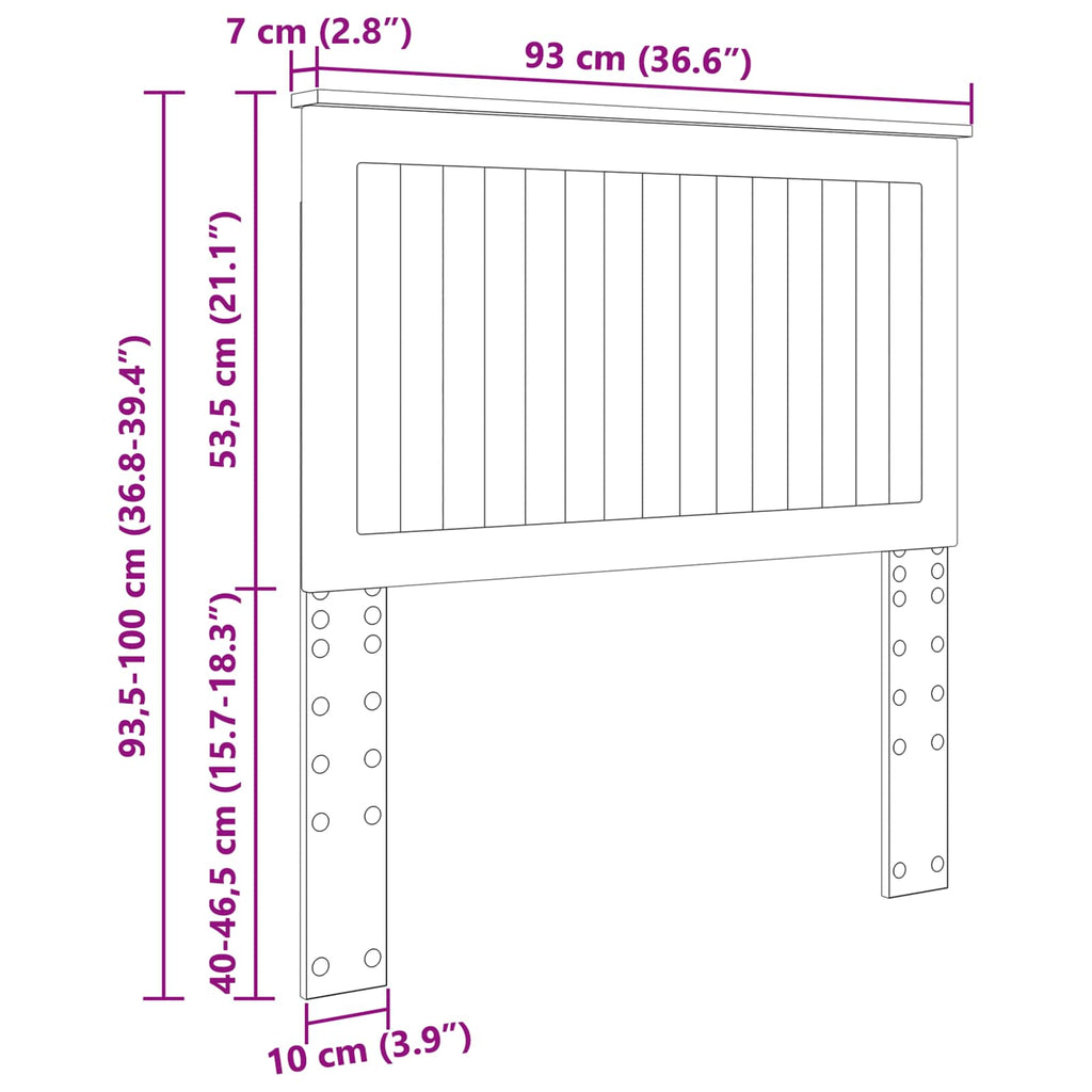 vidaXL Zagłówek Z zagłówkiem Brązowy dąb 90 cm Materiał drewnopochodny