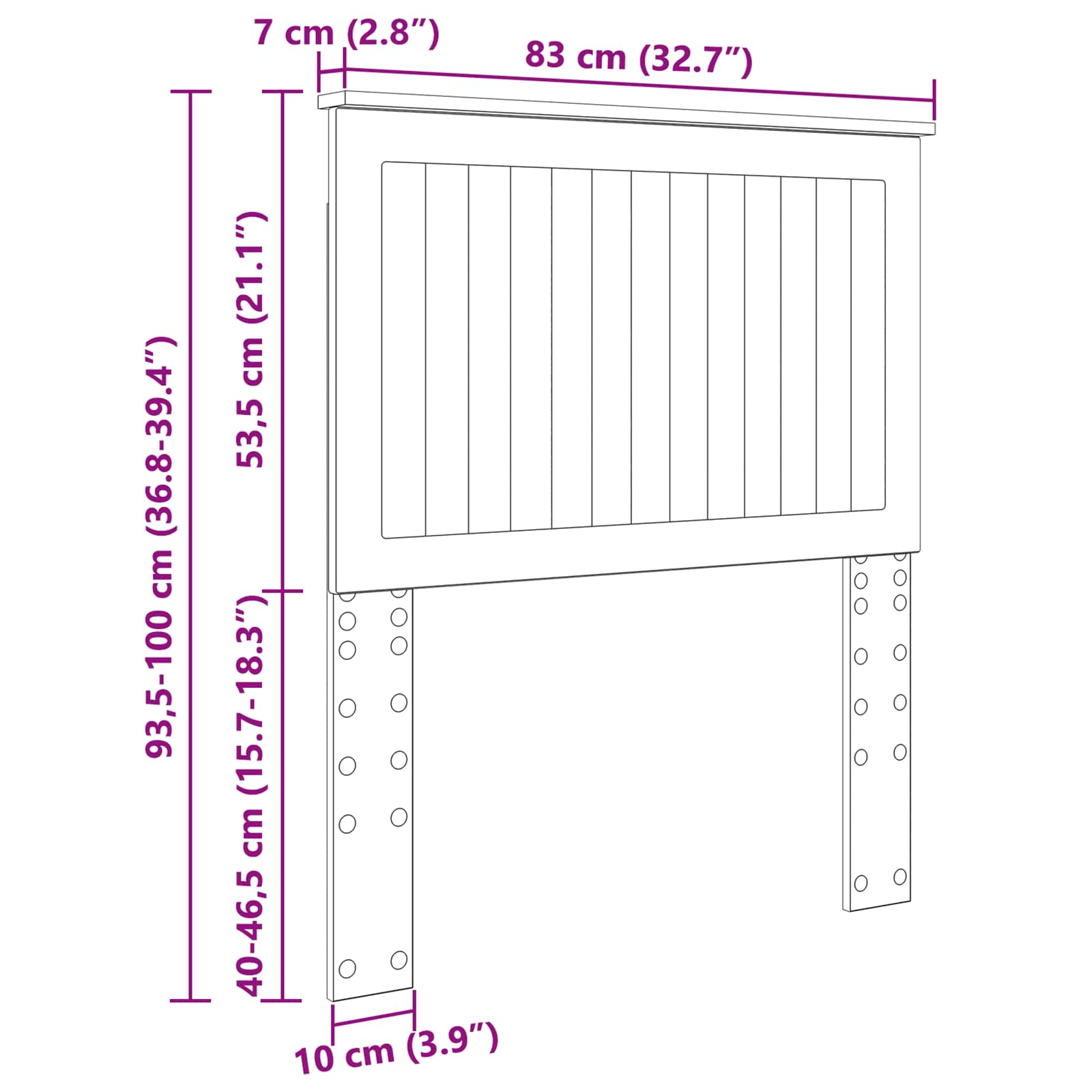vidaXL Zagłówek Z zagłówkiem Dąb Sonoma 80 cm Materiał drewnopochodny