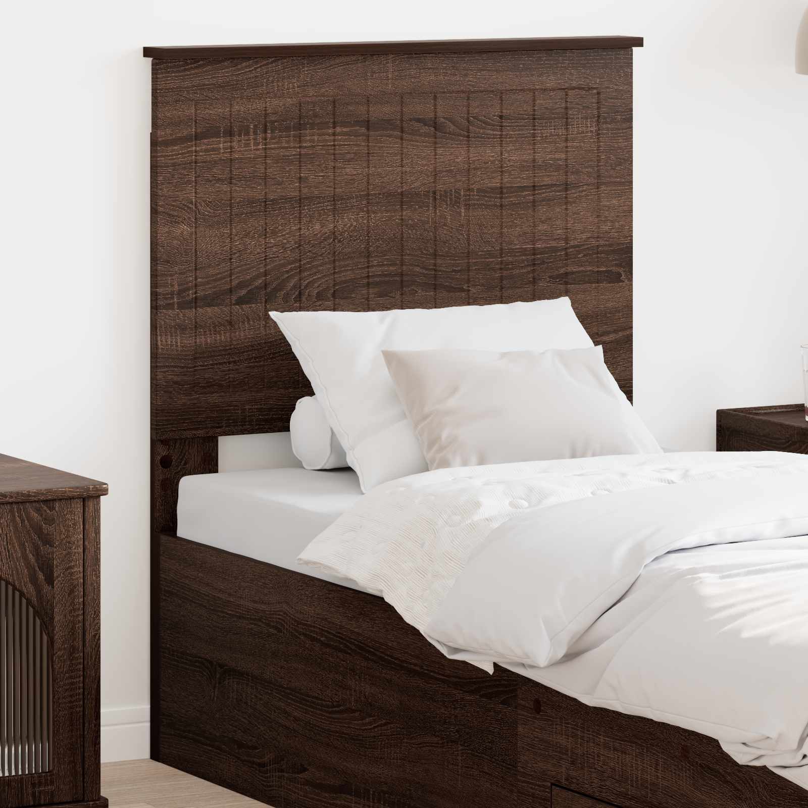vidaXL Zagłówek Z zagłówkiem Brązowy dąb 75 cm Materiał drewnopochodny