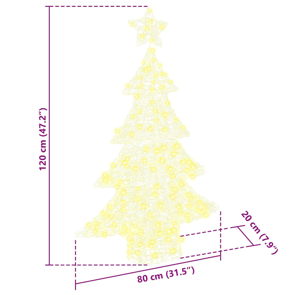 vidaXL Choinka z 100 diodami LED Ciepła biel 120 cm Akryl