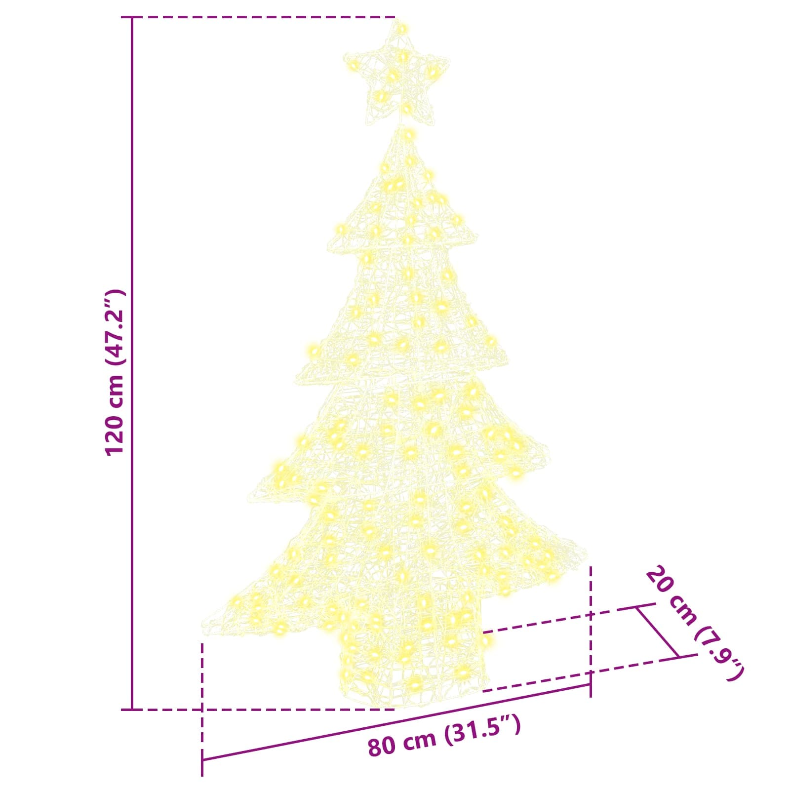 vidaXL Choinka z 100 diodami LED Ciepła biel 120 cm Akryl