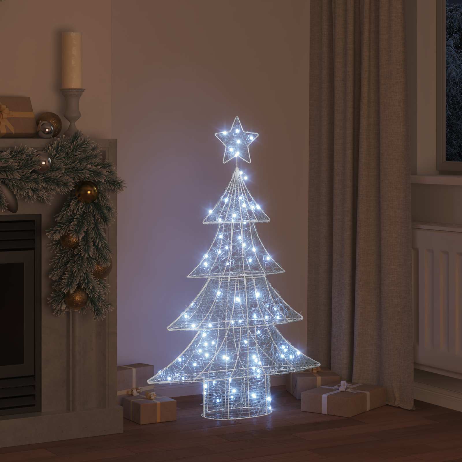 vidaXL Choinka z 100 diodami LED Zimna biel 120 cm Akryl