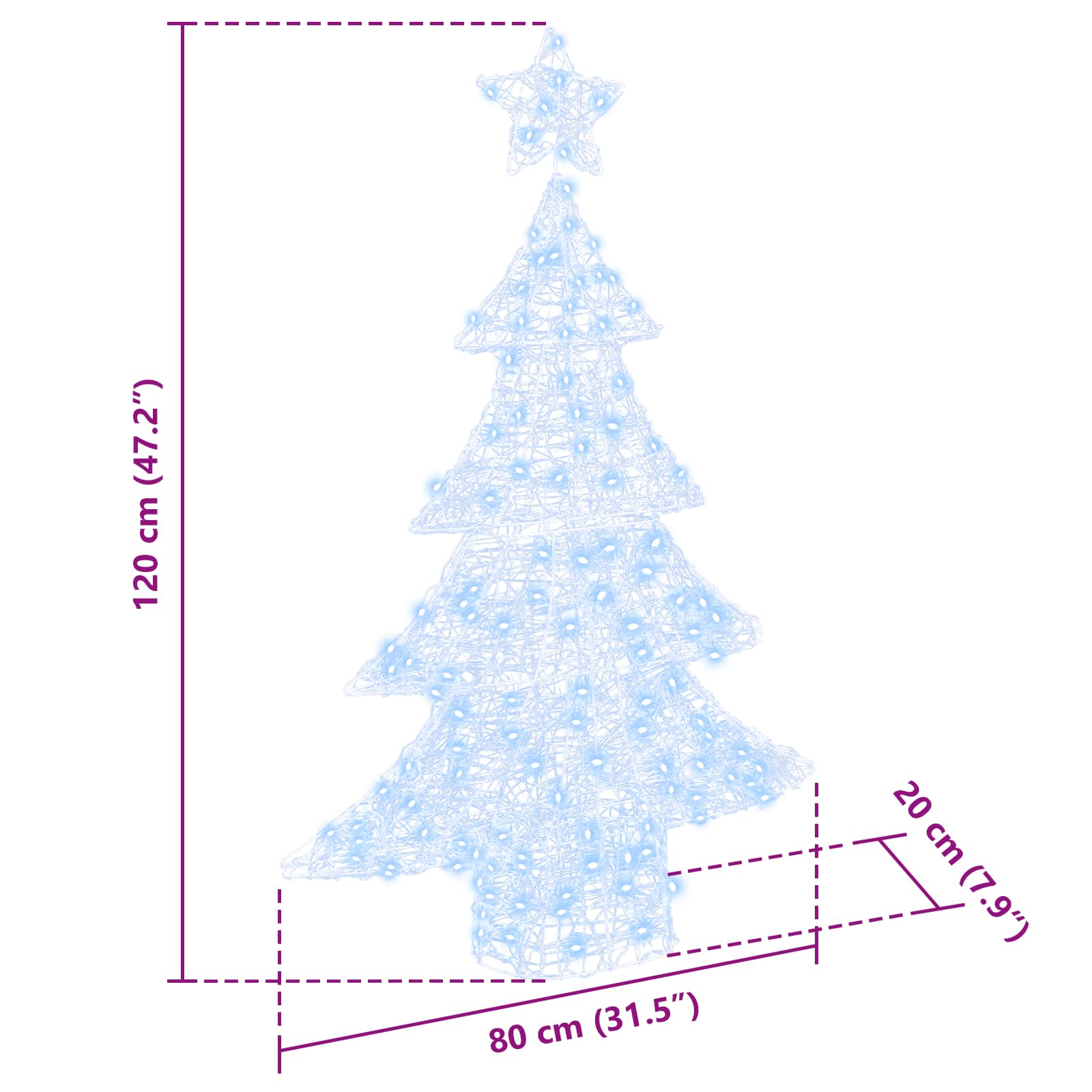 vidaXL Choinka z 100 diodami LED Zimna biel 120 cm Akryl