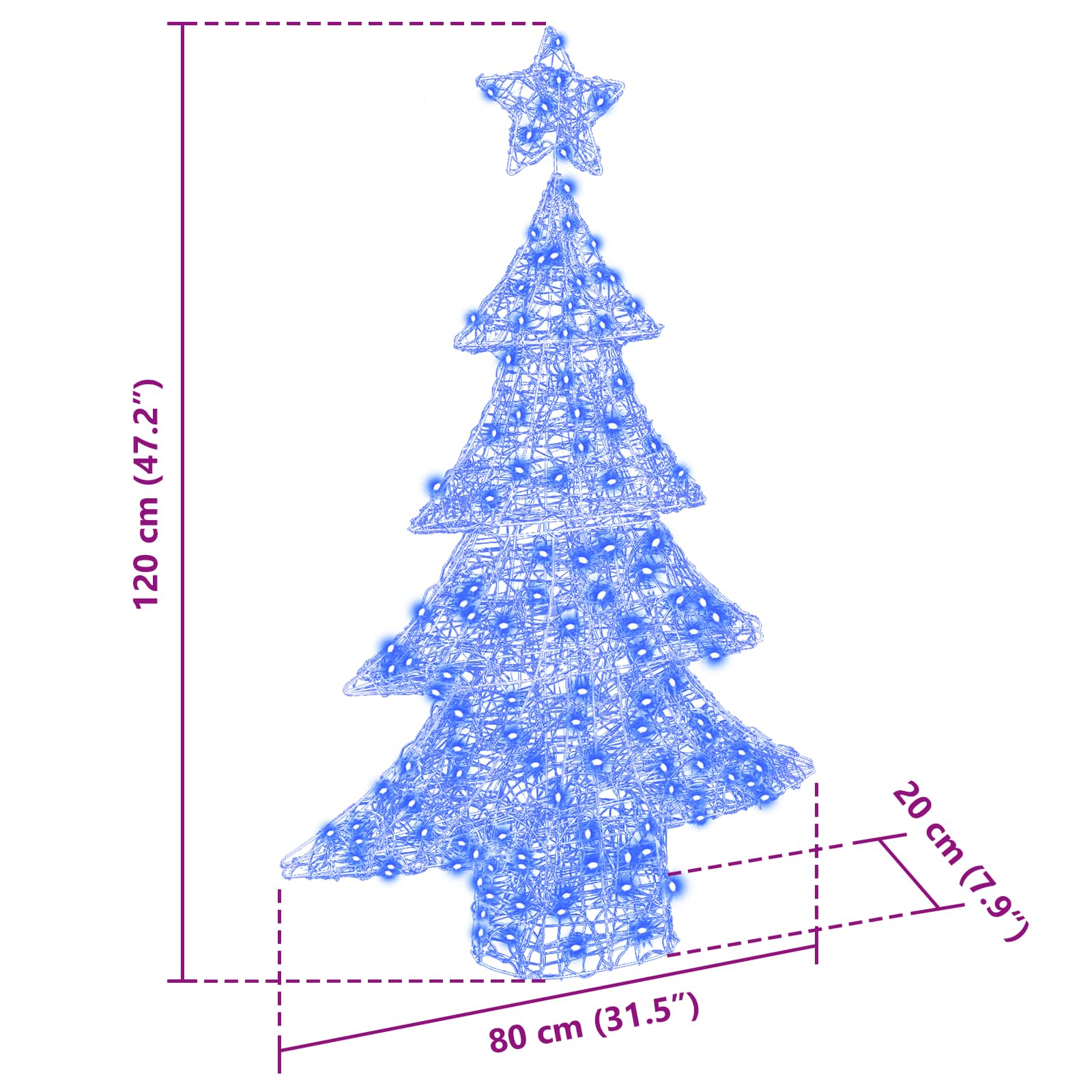 vidaXL Choinka z 100 diodami LED Niebieski 120 cm Akryl