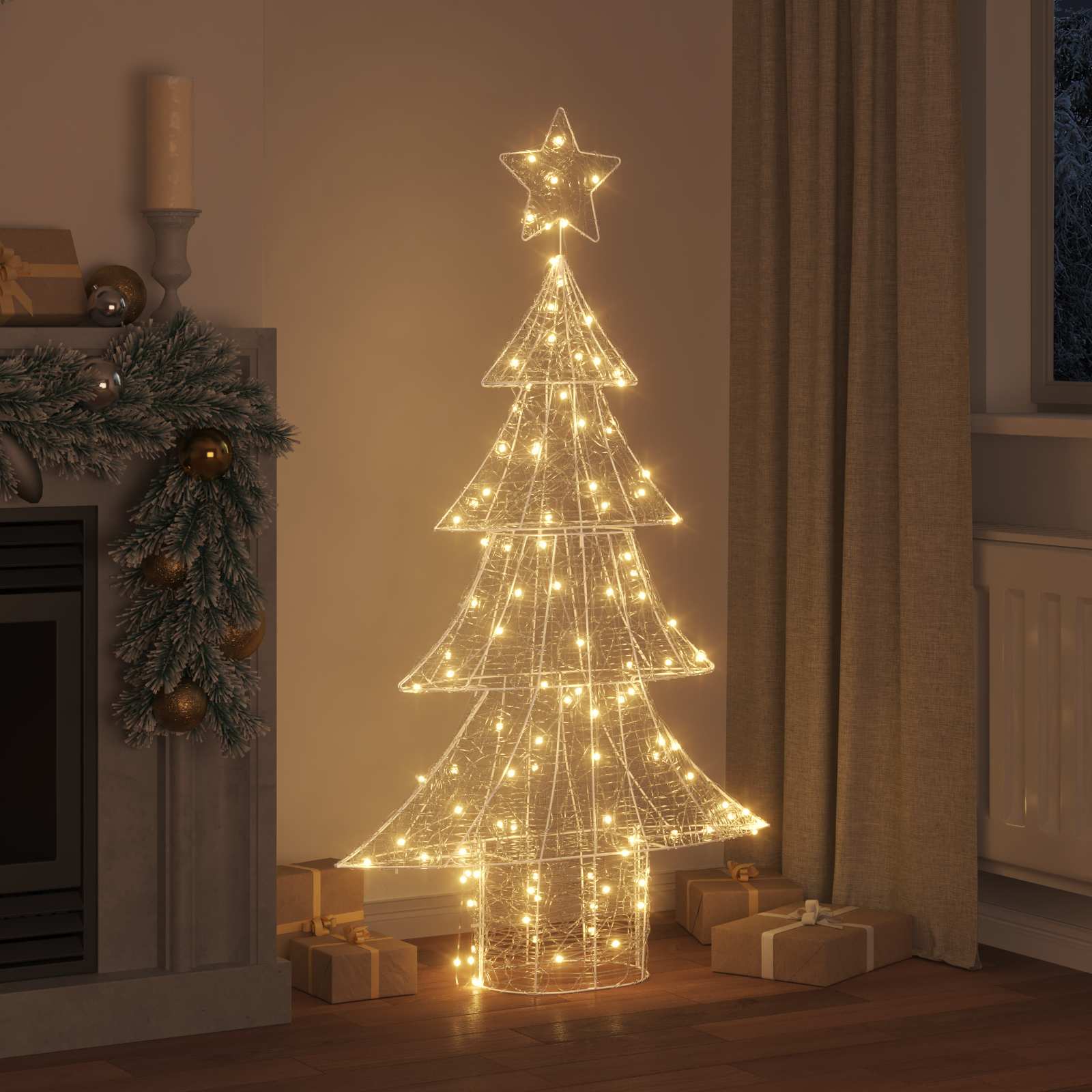 vidaXL Choinka z 160 diodami LED Ciepła biel 150 cm Akryl