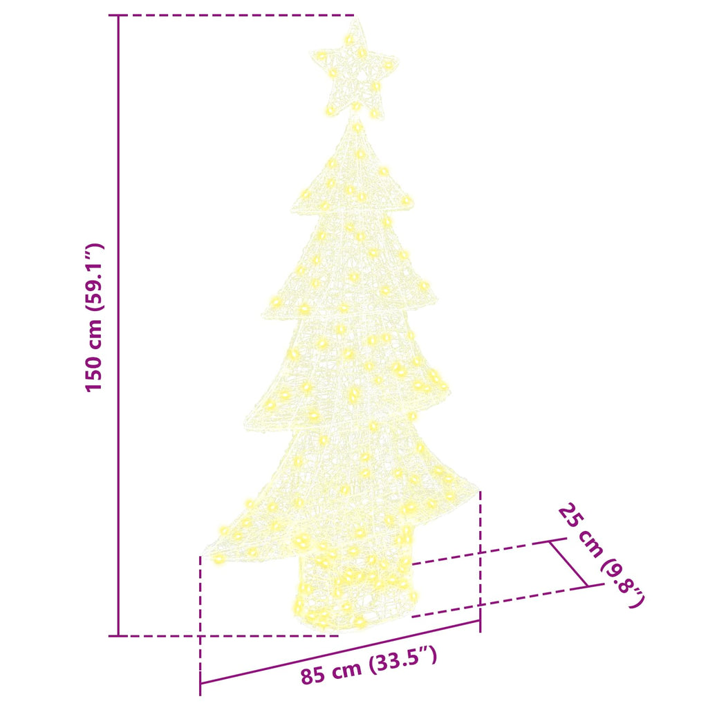 vidaXL Choinka z 160 diodami LED Ciepła biel 150 cm Akryl
