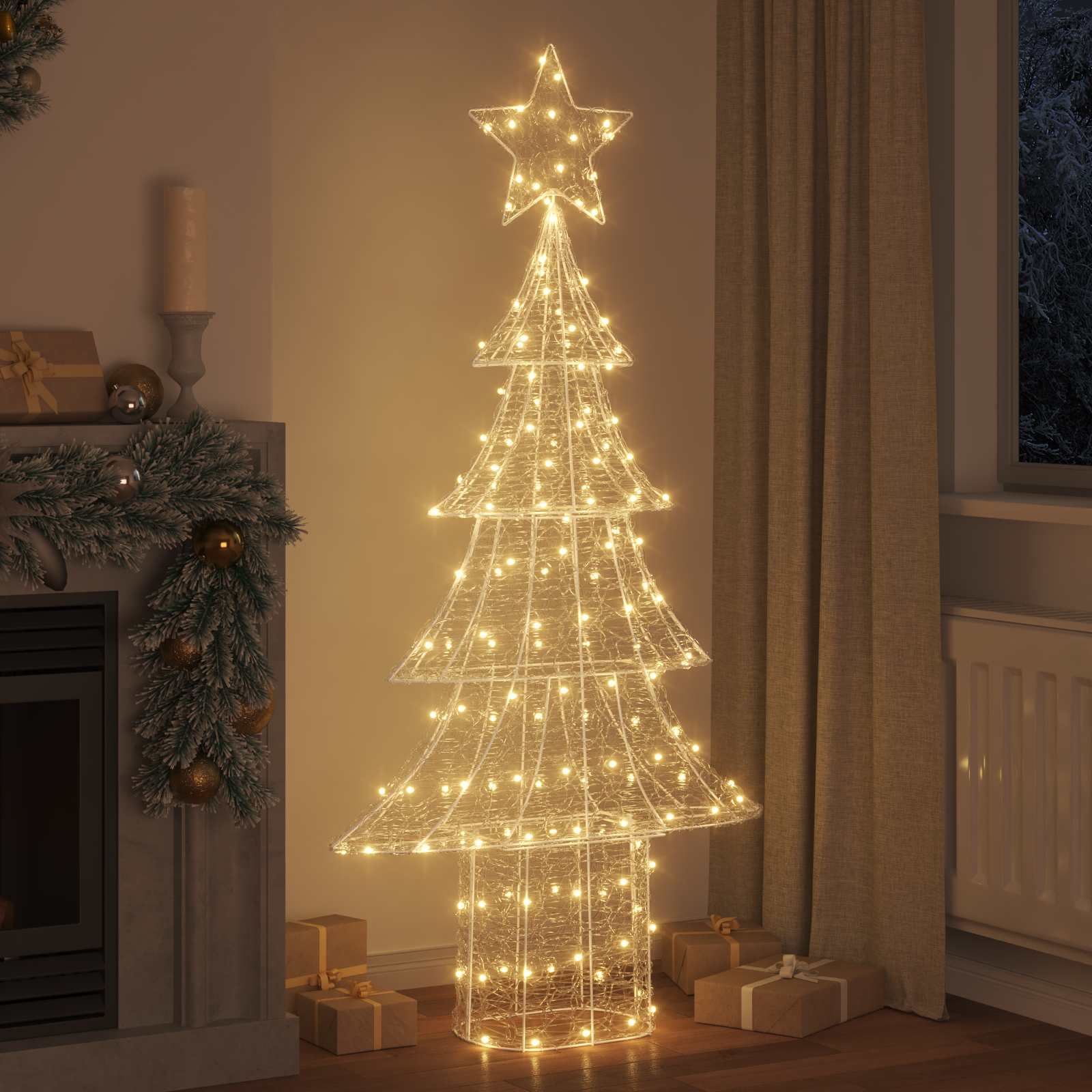 vidaXL Choinka z 240 diodami LED Ciepła biel 150 cm Akryl
