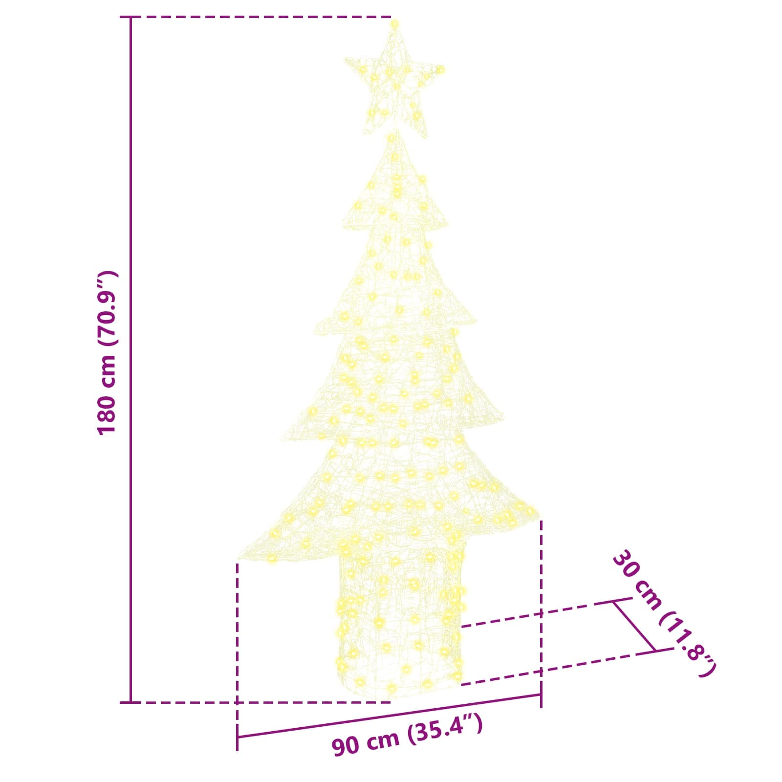 vidaXL Choinka z 240 diodami LED Ciepła biel 150 cm Akryl