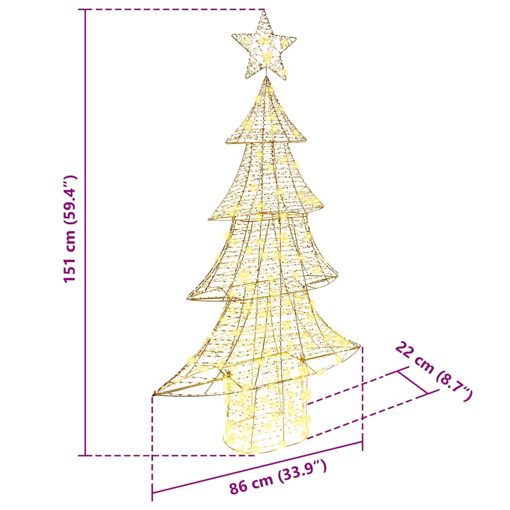 vidaXL Choinka z 160 diodami LED Ciepła biel 151 cm PET