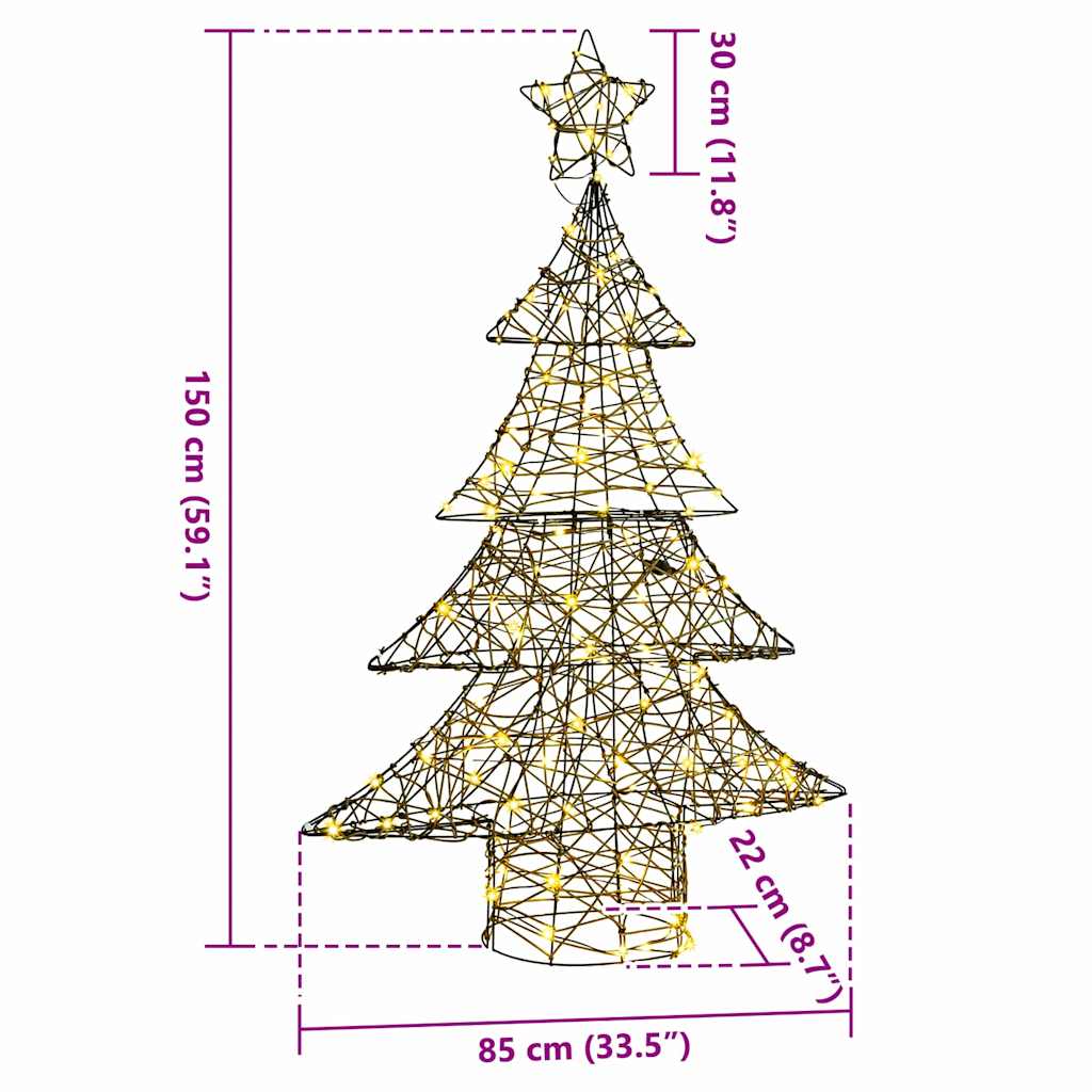 vidaXL Choinka z 120 diodami LED Ciepła biel 150 cm rattan