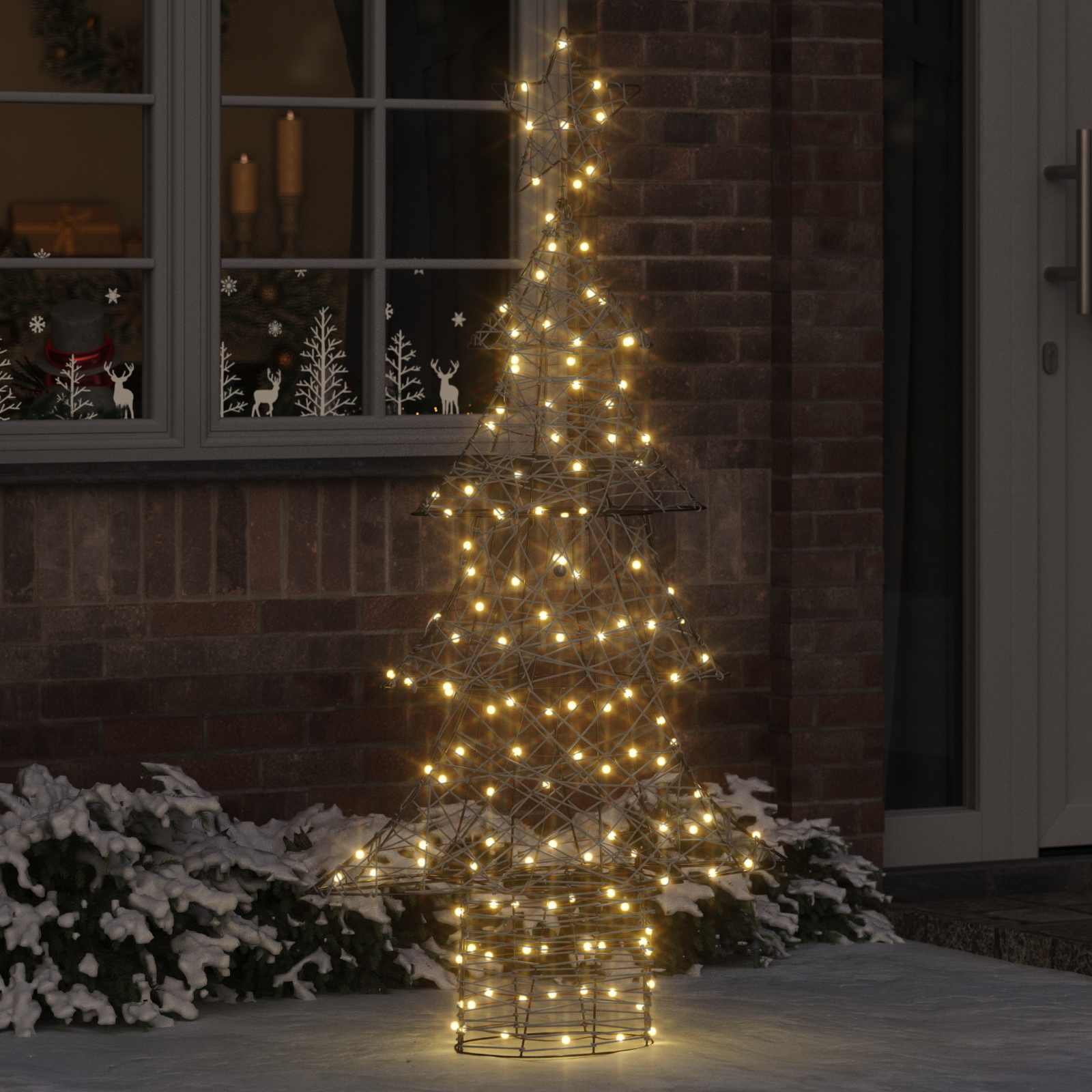 vidaXL Choinka z 160 diodami LED Ciepła biel 150 cm rattan