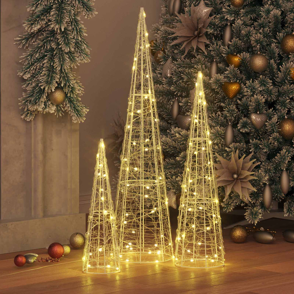 vidaXL Choinka 3 pcs Ciepła biel 20 x 20 x 80 cm Akryl
