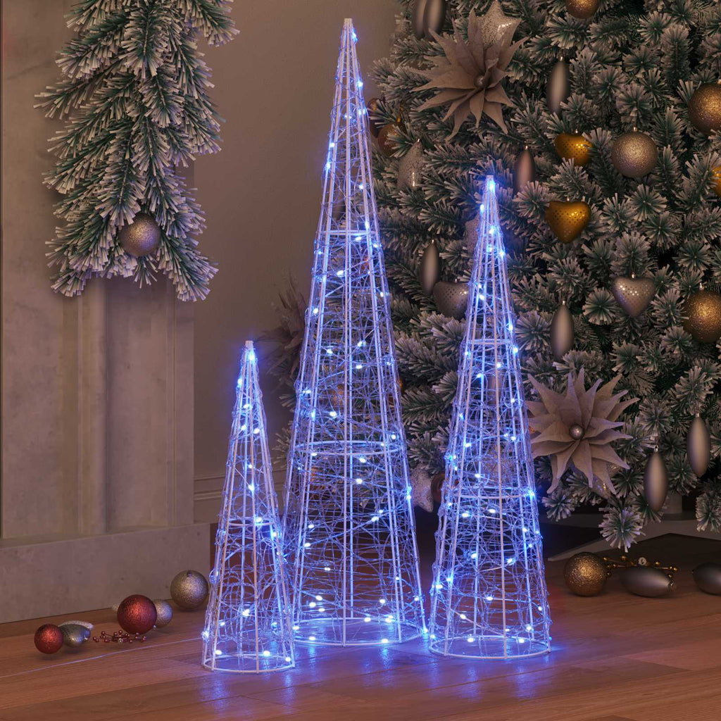 vidaXL Choinka z 90 diodami LED 3 pcs Niebieski 20 x 20 x 80 cm Akryl