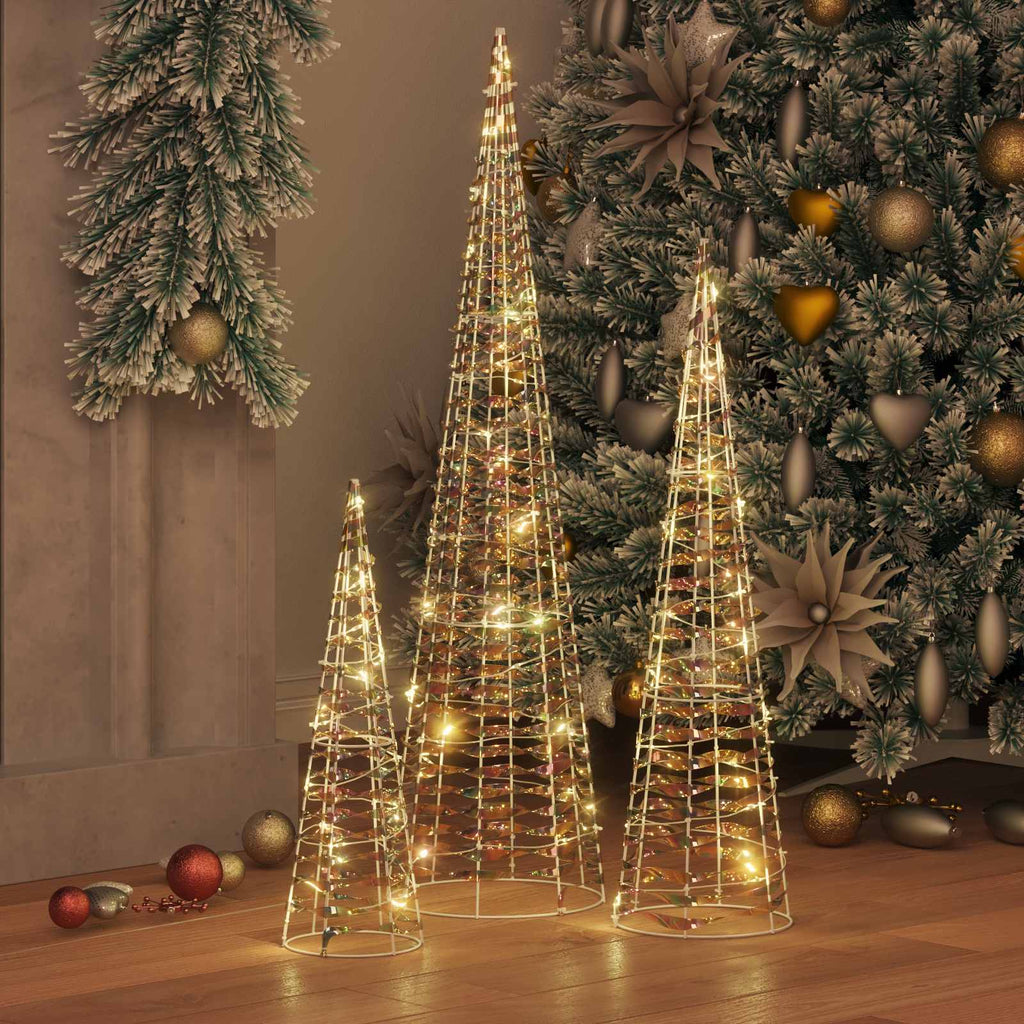 vidaXL Choinka z 90 diodami LED 3 pcs Ciepła biel 20 x 20 x 80 cm PET