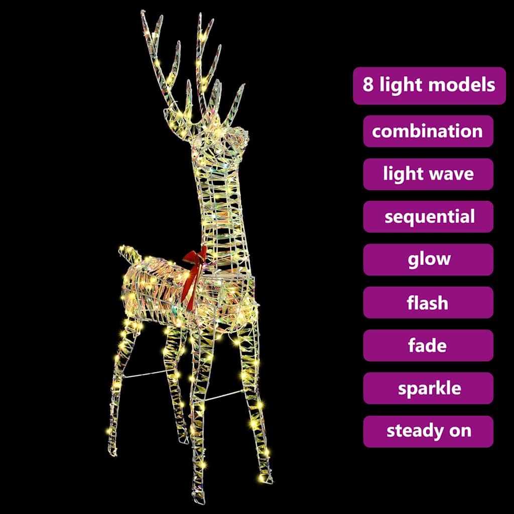 vidaXL 3D Renifer 140 LED Ciepła biel 128 cm PET