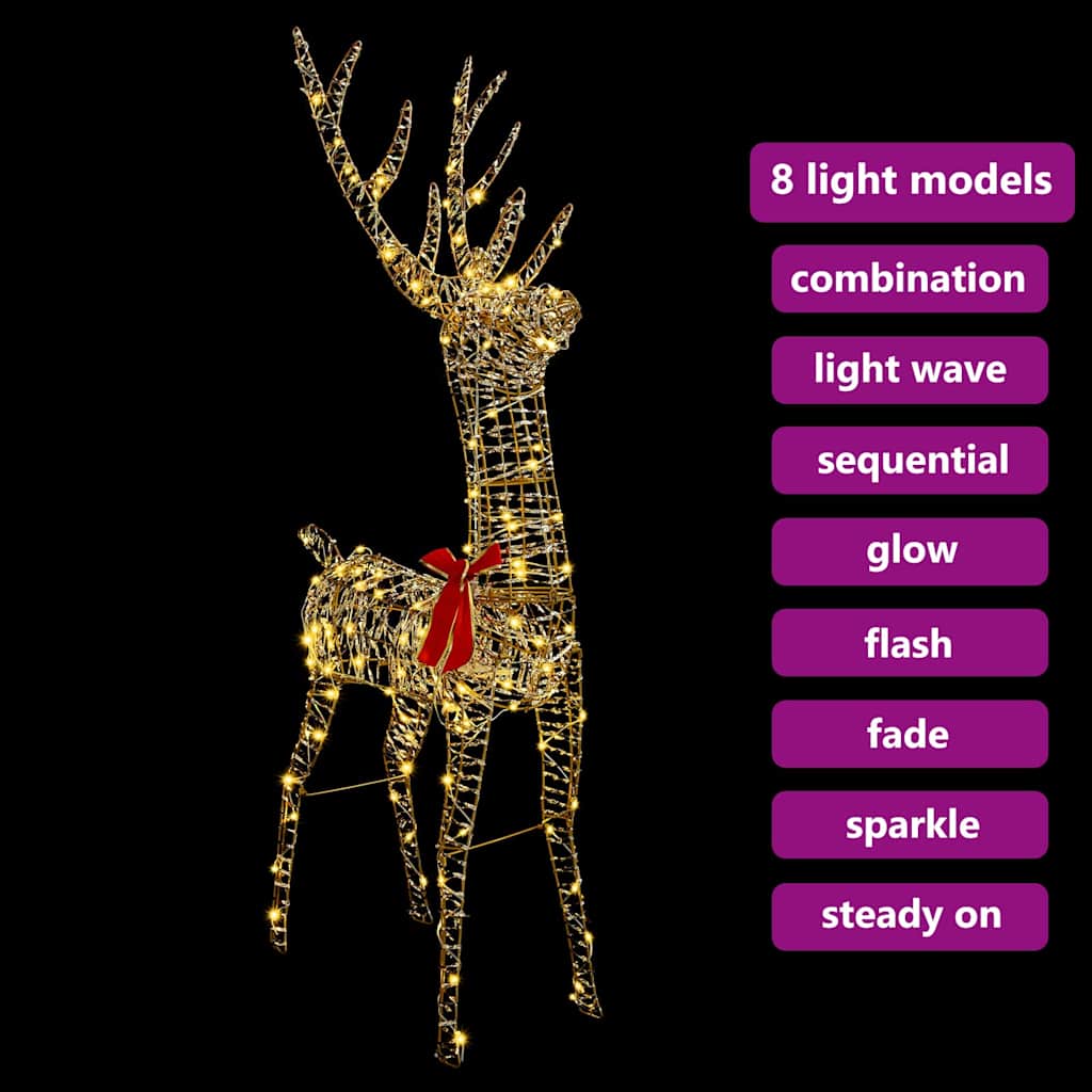vidaXL 3D Renifer 140 LED Ciepła biel 128 cm PET