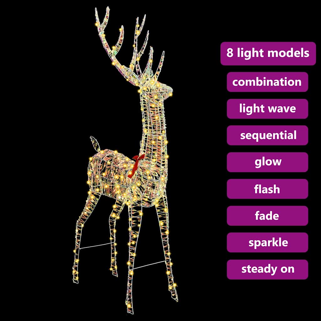 vidaXL 3D Renifer 250 LED Ciepła biel 96 x 40 x 180 cm PET