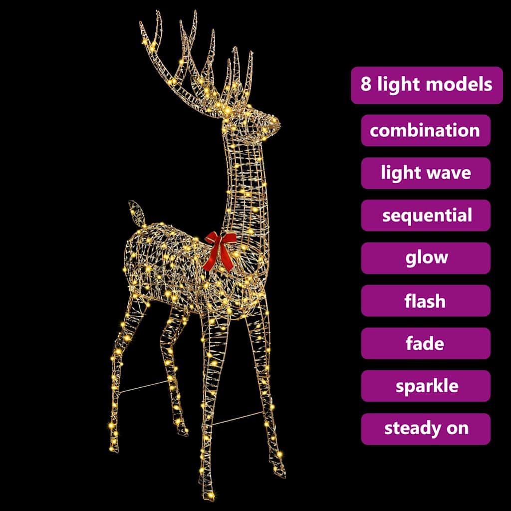 vidaXL 3D Renifer 250 LED Ciepła biel 96 x 40 x 180 cm PET