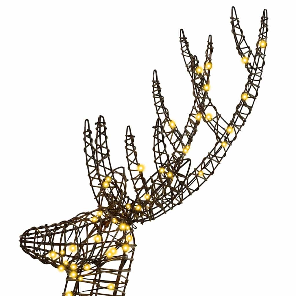 vidaXL 3D Renifer 250 LED Ciepła biel 180 cm rattan