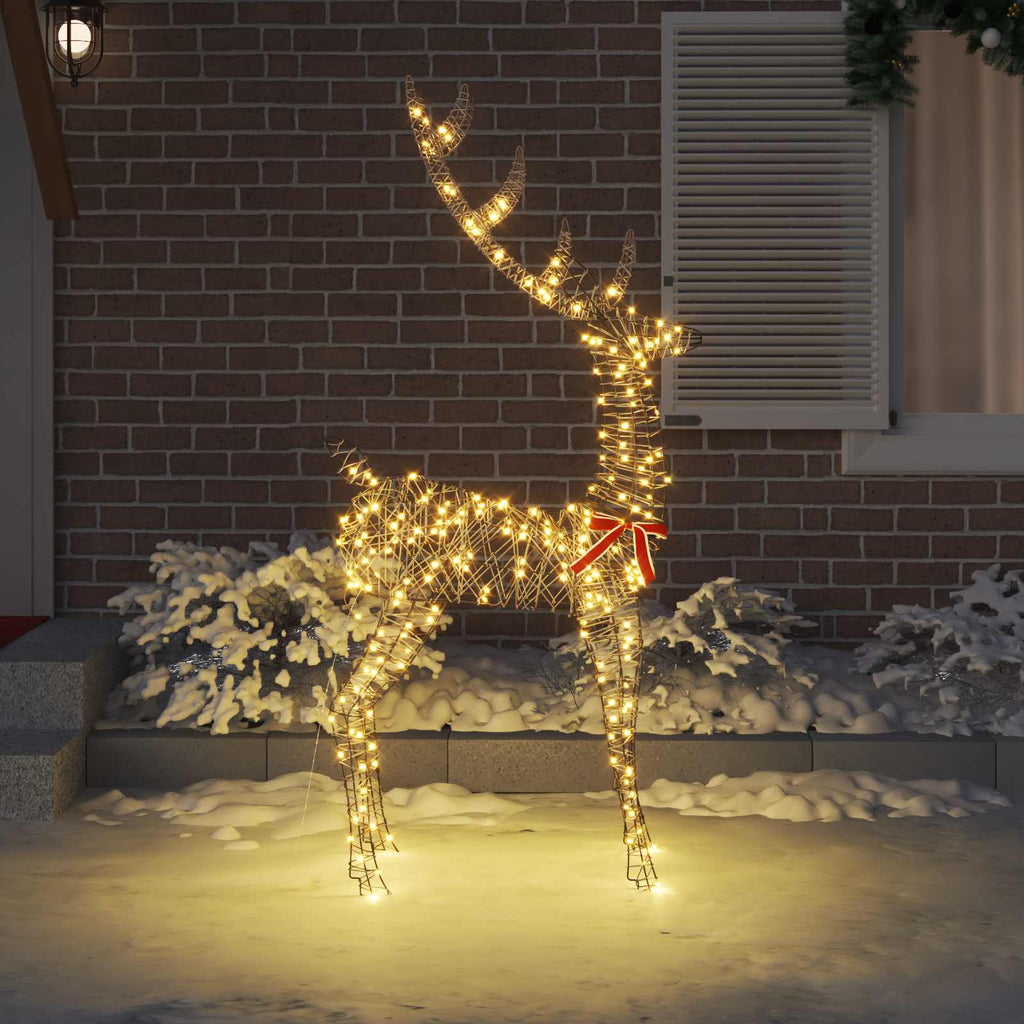 vidaXL 3D Renifer 250 LED Ciepła biel 180 cm rattan