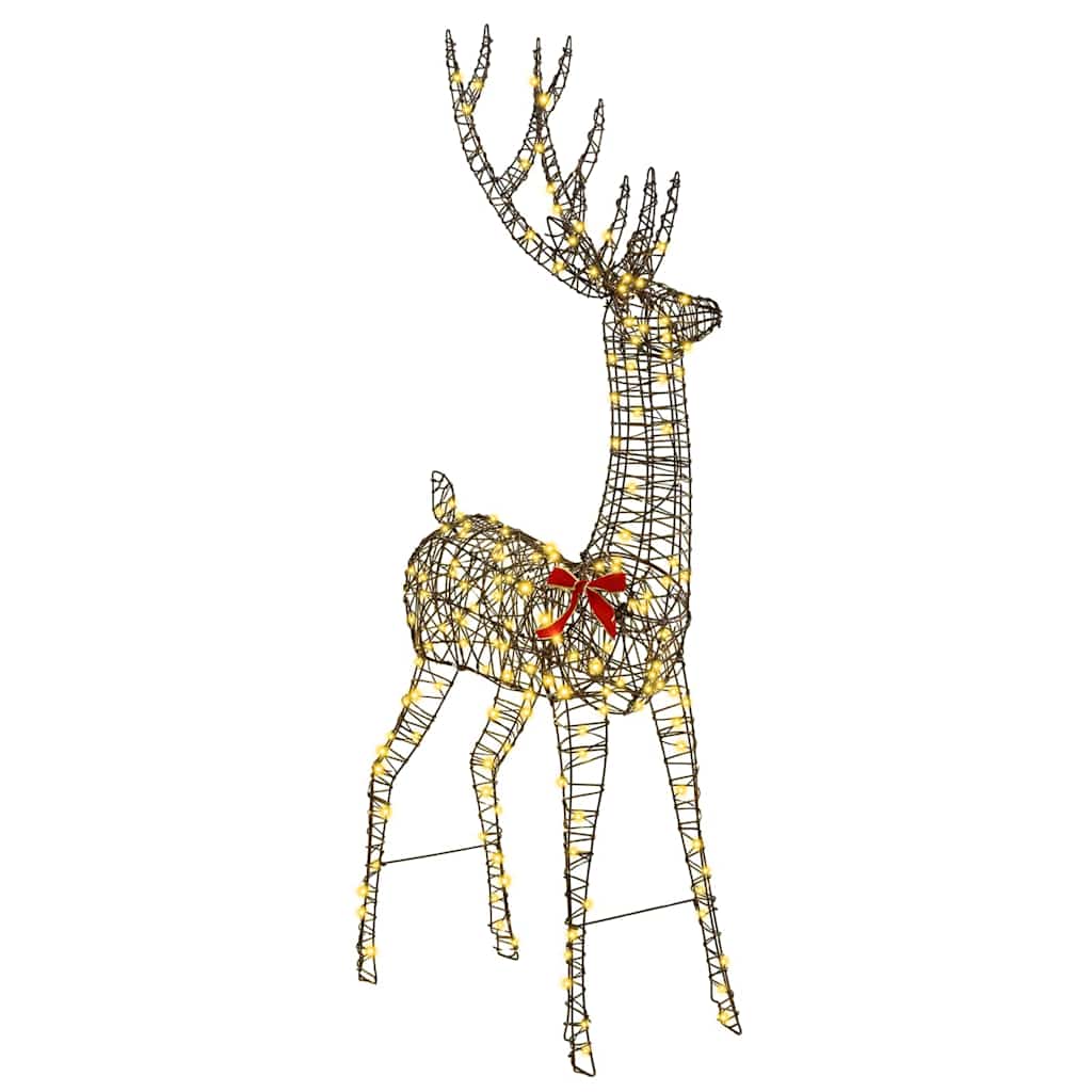 vidaXL 3D Renifer 250 LED Ciepła biel 180 cm rattan