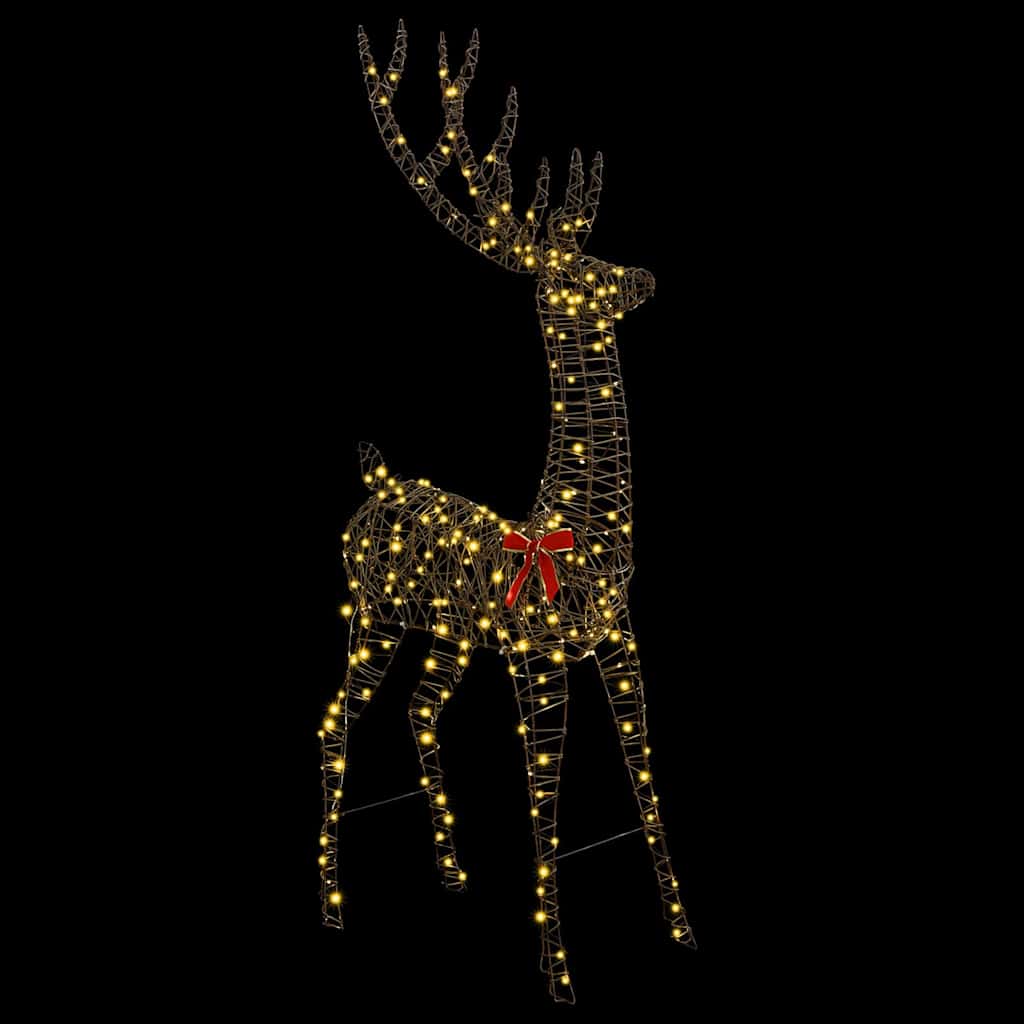 vidaXL 3D Renifer 250 LED Ciepła biel 180 cm rattan