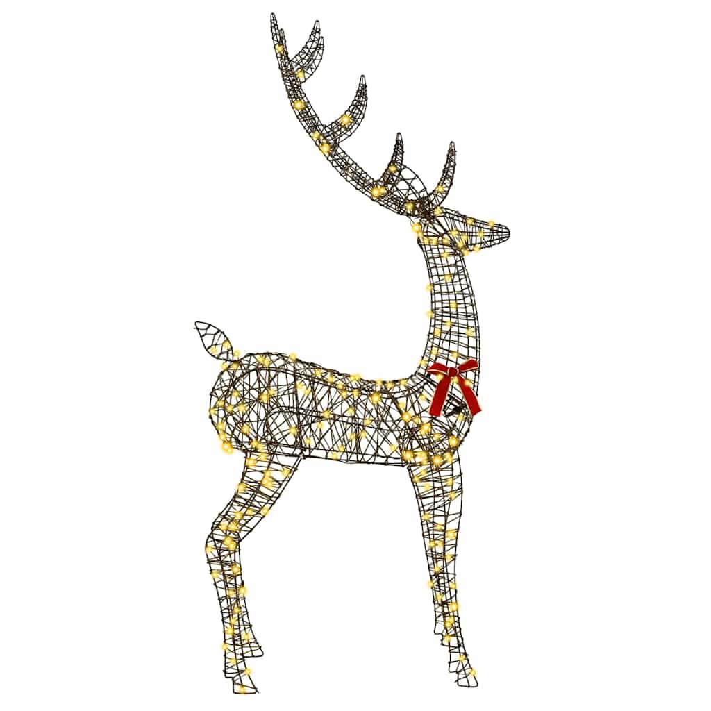 vidaXL 3D Renifer 250 LED Ciepła biel 180 cm rattan