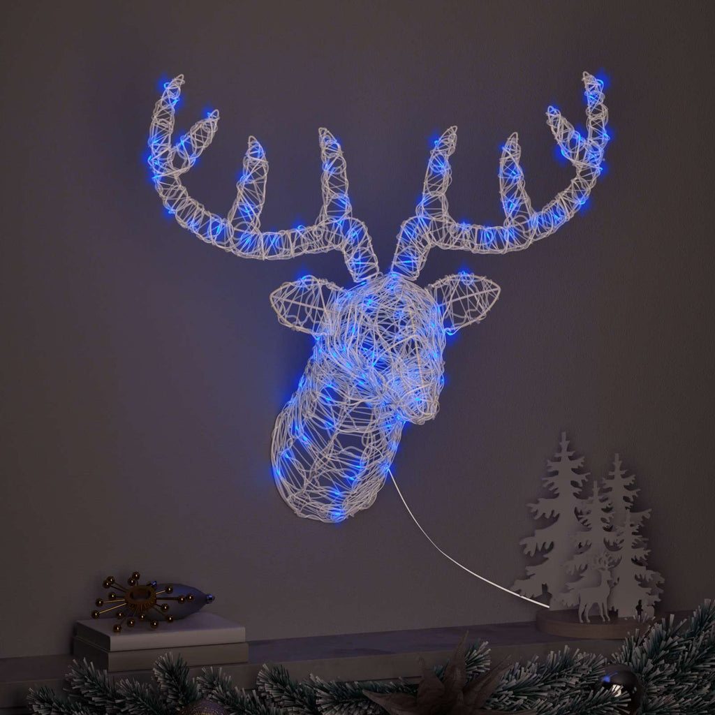 vidaXL Głowa Renifera Niebieski 68 x 36,5 x 62,5 cm Akryl