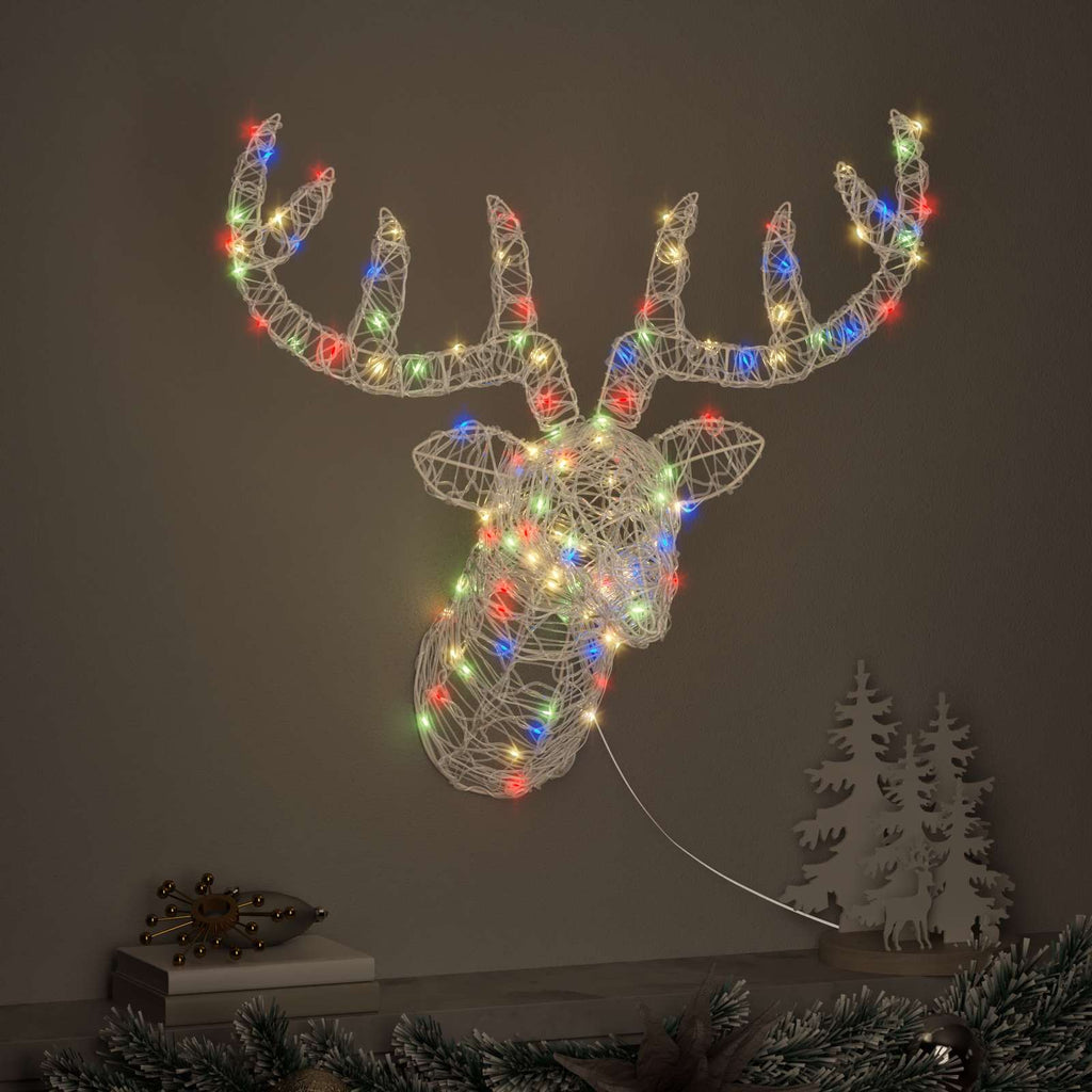 vidaXL Głowa Renifera kolorowy 68 x 36,5 x 62,5 cm Akryl
