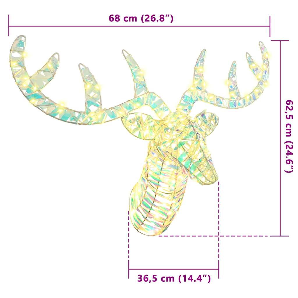 vidaXL Renifer ciągnący sanie Ciepła biel 68 x 36.5 x 62.5 cm PET
