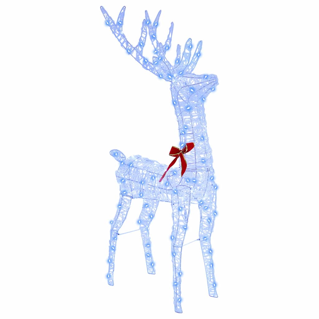 vidaXL Renifer ciągnący sanie niebieski 70 x 24 x 128 cm Akryl 200 LED