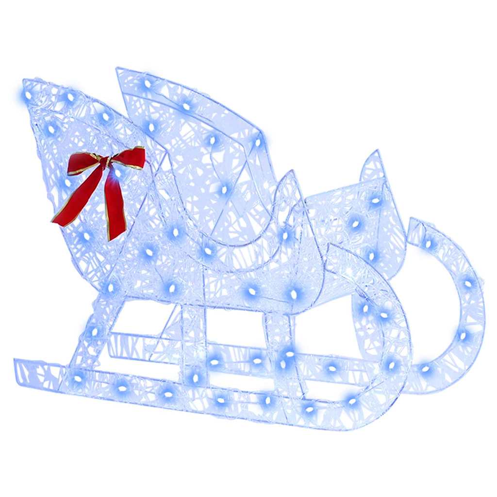 vidaXL Renifer ciągnący sanie niebieski 70 x 24 x 128 cm Akryl 200 LED