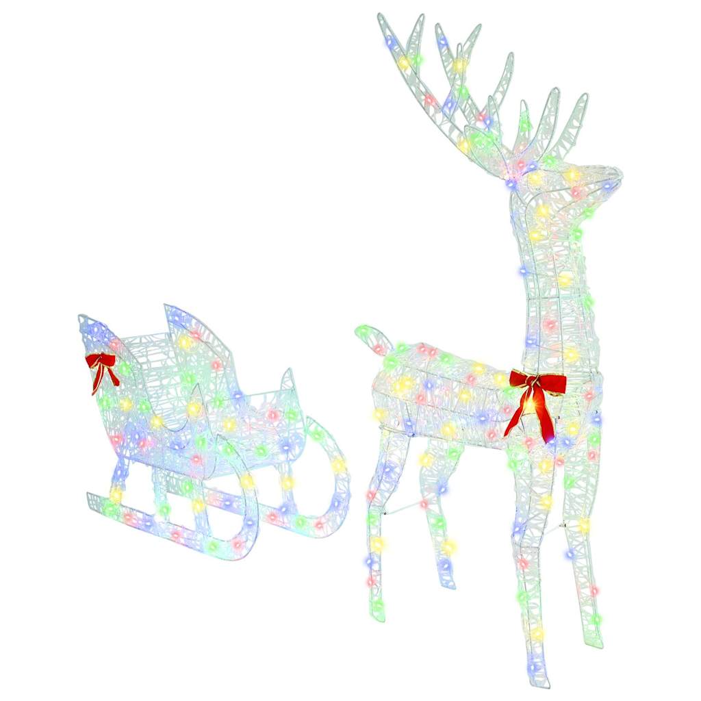 vidaXL Renifer ciągnący sanie kolorowy 70 x 26 x 129 cm Akryl