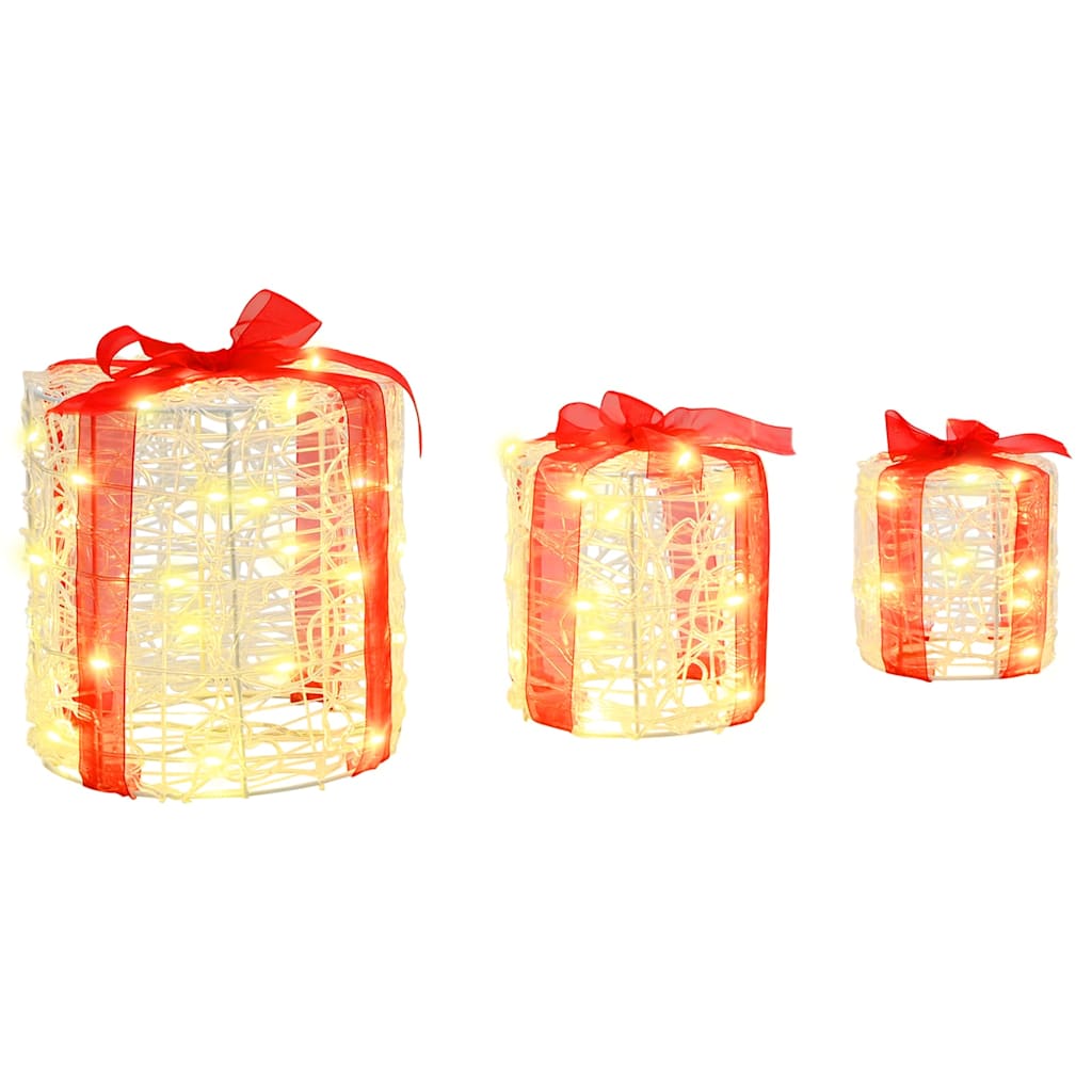 vidaXL Dekoracja Pudełka Prezentowego 3 pcs Ciepła biel Akryl