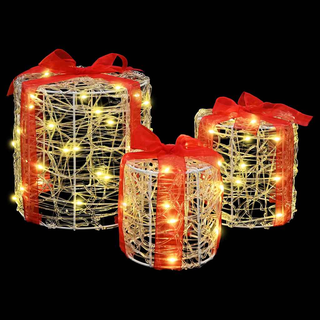 vidaXL Dekoracja Pudełka Prezentowego 3 pcs Ciepła biel Akryl