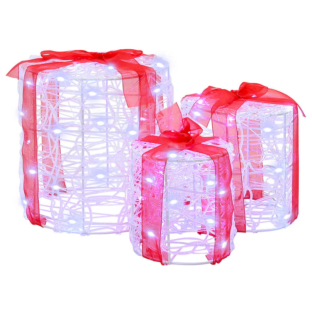 vidaXL Dekoracja Pudełka Prezentowego 3 pcs Zimna biel 20 x 20 x 21 cm