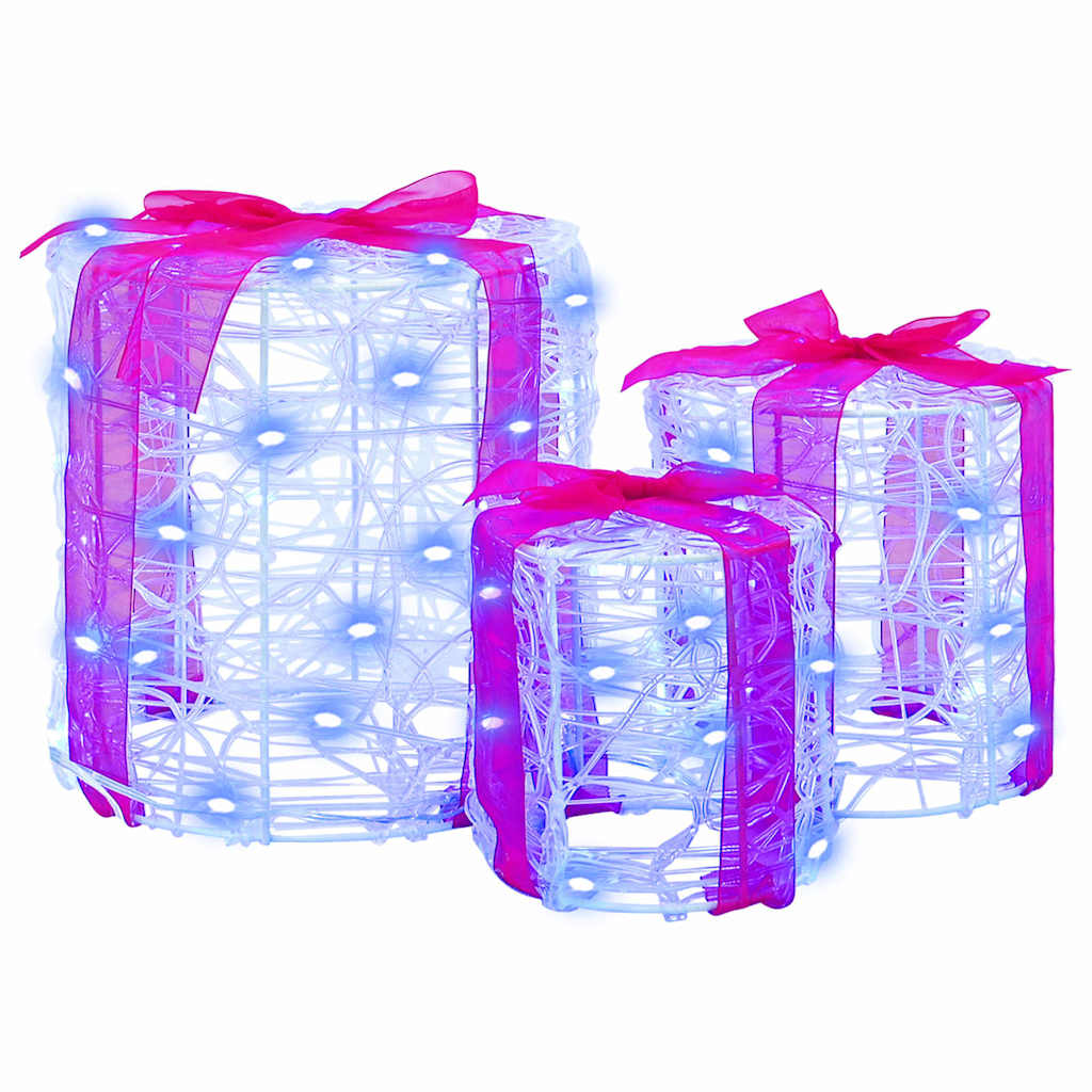 vidaXL Dekoracja Pudełka Prezentowego 3 pcs Niebieski 20 x 20 x 21 cm