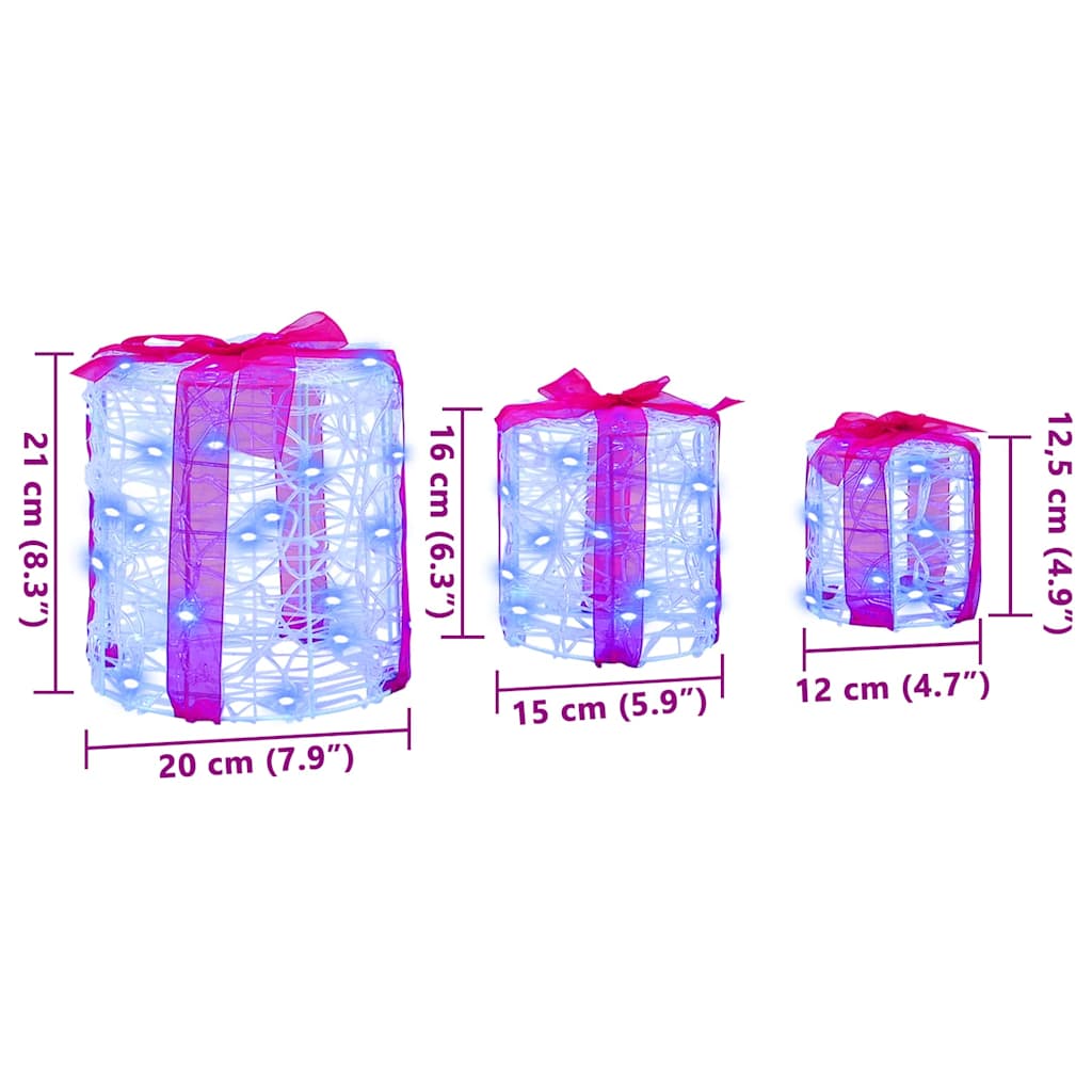 vidaXL Dekoracja Pudełka Prezentowego 3 pcs Niebieski 20 x 20 x 21 cm