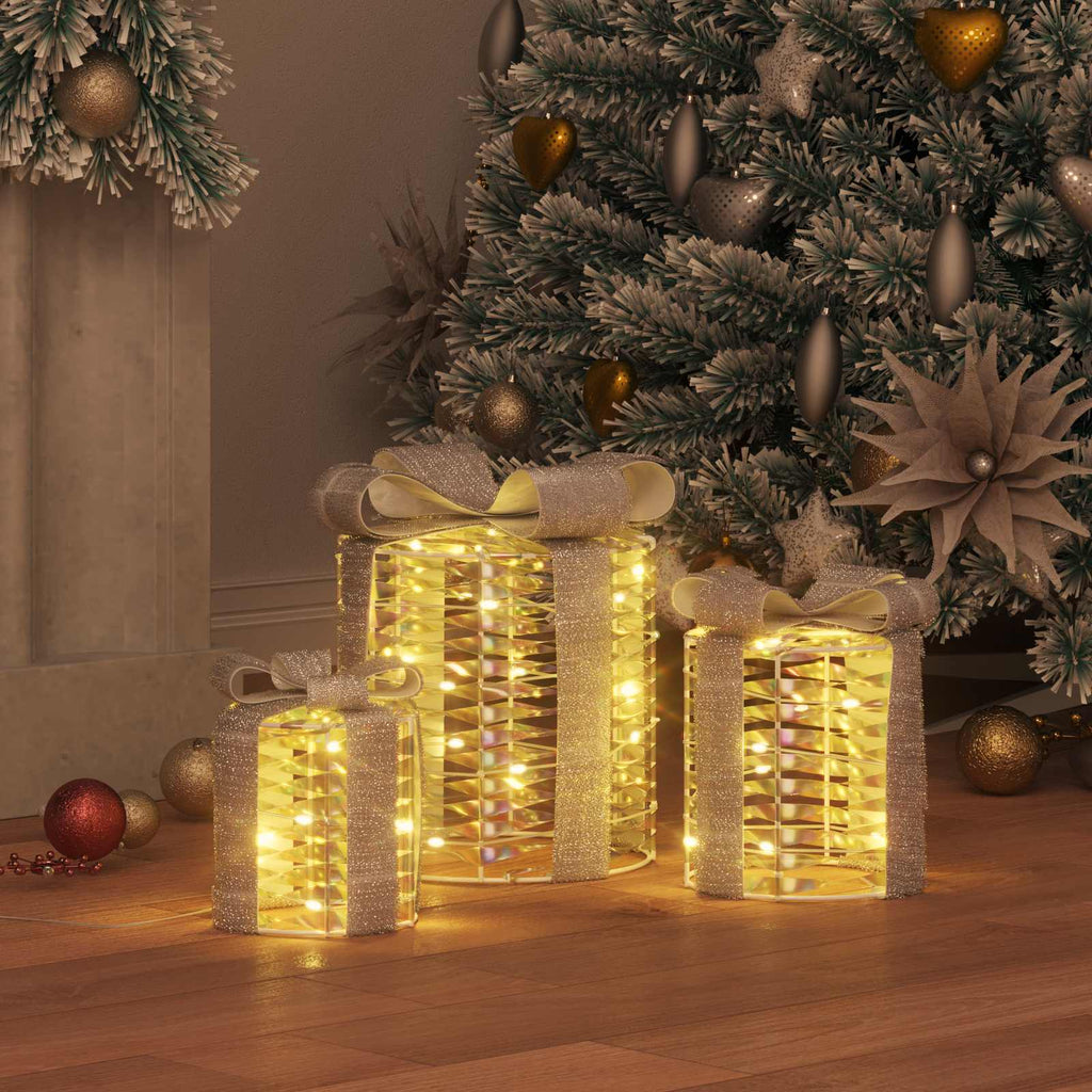 vidaXL Dekoracja Pudełka Prezentowego 3 szt. 60 LED Ciepła biel PET