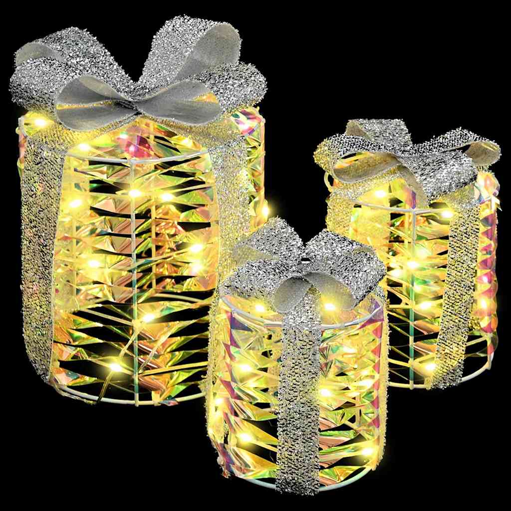 vidaXL Dekoracja Pudełka Prezentowego 3 szt. 60 LED Ciepła biel PET