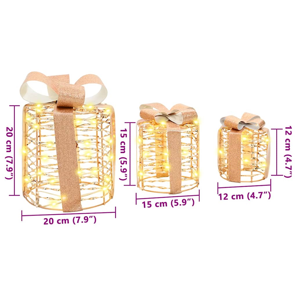 vidaXL Dekoracja Pudełka Prezentowego 3 pcs 20 x 20 x 20 cm PET