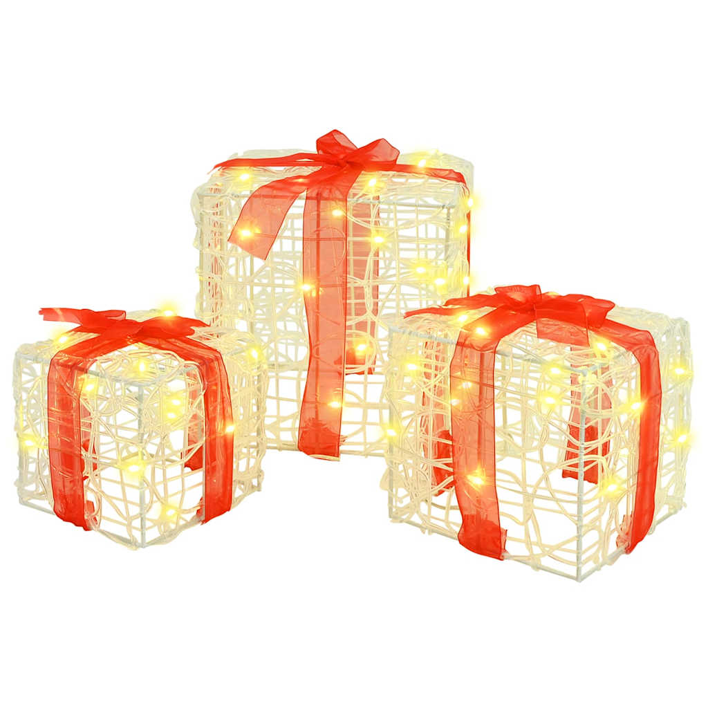 vidaXL Pudełko Prezentowe 3 pcs Ciepła biel 20 x 20 x 20 cm Akryl