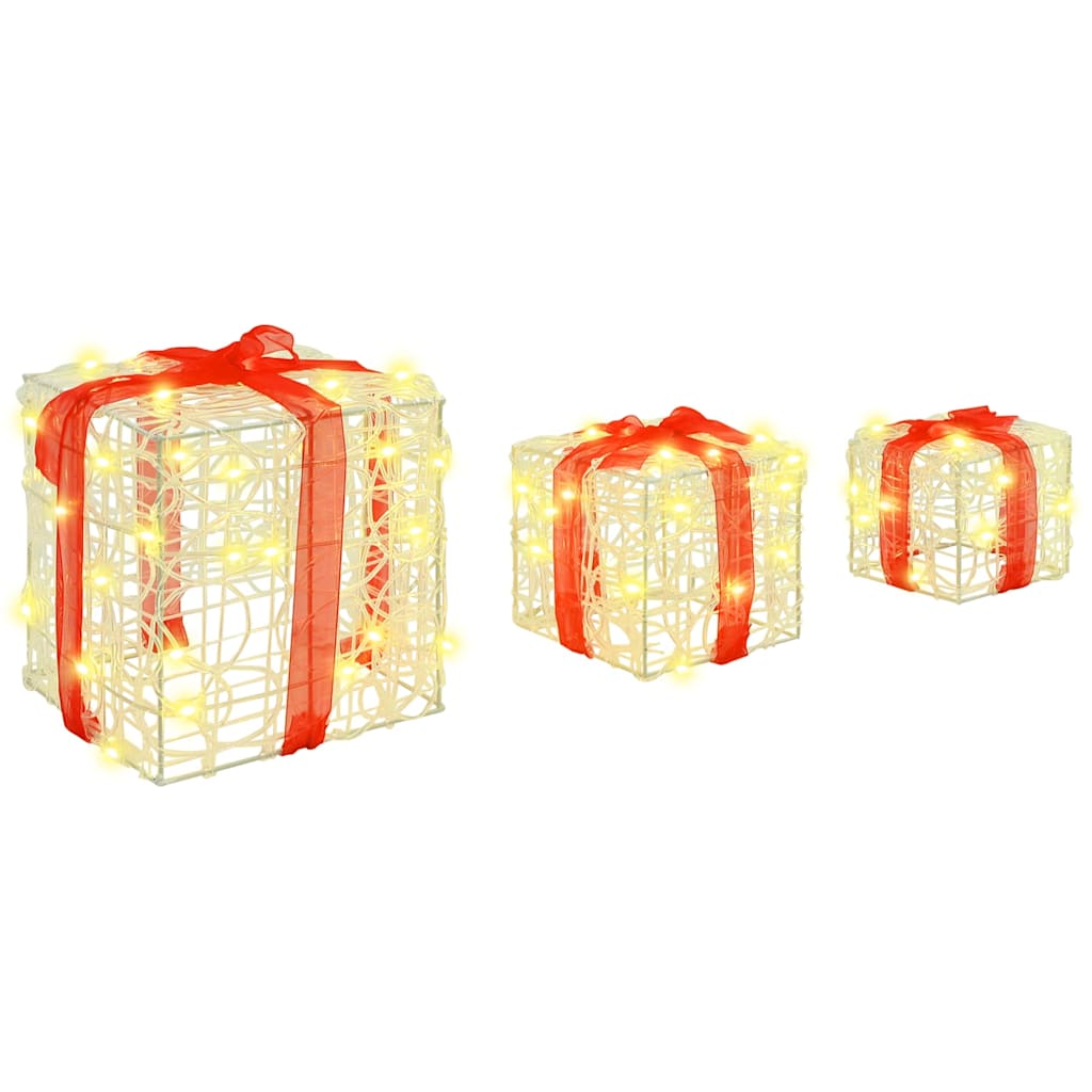 vidaXL Pudełko Prezentowe 3 pcs Ciepła biel 20 x 20 x 20 cm Akryl