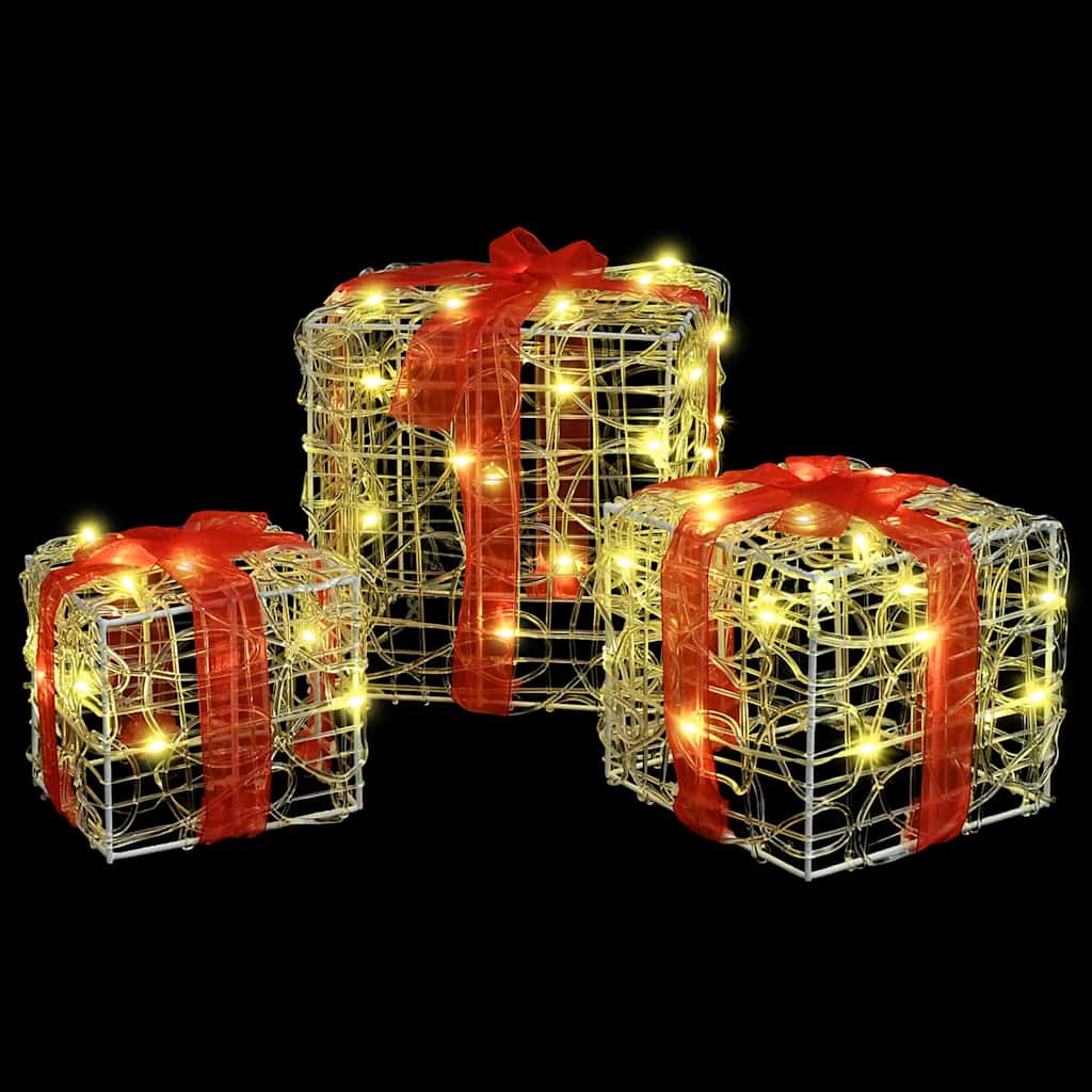 vidaXL Pudełko Prezentowe 3 pcs Ciepła biel 20 x 20 x 20 cm Akryl