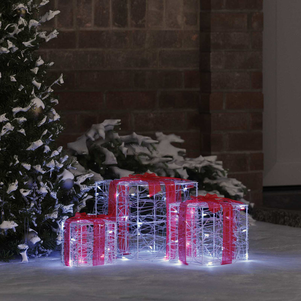 vidaXL Pudełko Prezentowe 3 pcs Zimna biel 20 x 20 x 20 cm Akryl